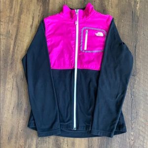 North Face Black and Pink Zip-Up Hoddie
